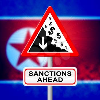 North Korean Sanctions Ahead To Encourage Denuclearization 3d Illustration. Legislation To Stop Trade To Dprk And Encourage Government Peace