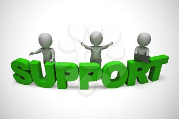 Customer support concept icon means assisting and helping customers. From a helpdesk or helpline - 3d illustration