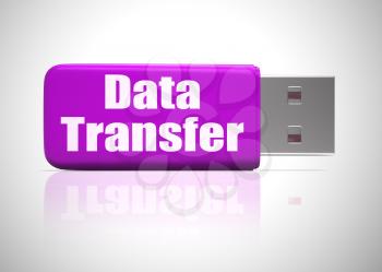 Data transfer icon shows connectivity for sending of data. Uploading or downloading from the internet - 3d illustration