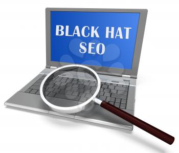 Black Hat Seo Website Optimization 3d Rendering Shows Search Engine Marketing Such As Linkbuilding Keywords Ranking And Promotion