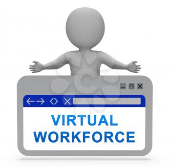 Virtual Workforce Offshore Employee Hiring 3d Rendering Means Recruiting Talent Staff And Teams Overseas 