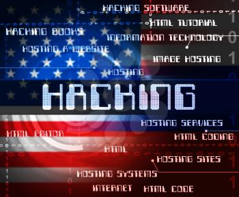 Hacked American Words Shows Hacking Election 3d Illustration