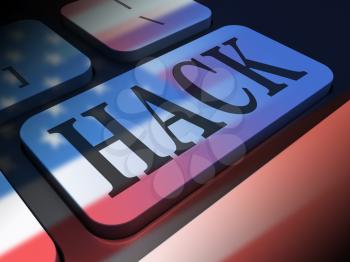Hack Keyboard Key Showing Russian Hacking 3d Illustration