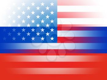 United States And Russian Flags Combined Represents Hacking