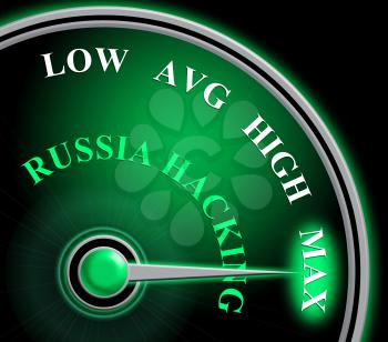 Russia Hacking Meter Showing Maximum Attack 3d Illustration
