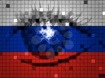 Eye On Russian Flag Showing Hacking 3d Illustration