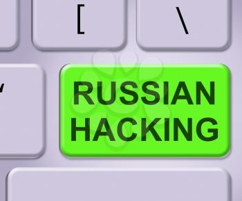 Russian Hacking Laptop Key On Keyboard Is 3d Illustration