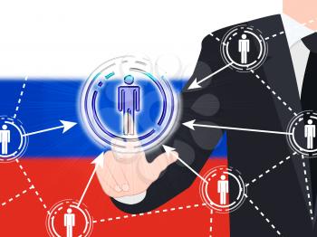 Russian Flag Social Media Button Pressed 3d Illustration