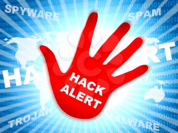 Hack Alert Hand Showing Hacking 3d Illustration