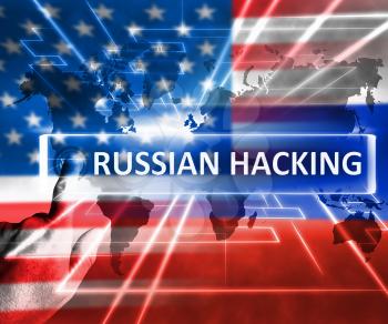 Russian Hacking Usa Russia Map Glow 3d Illustration