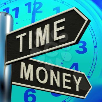 Time Money Signpost Shows Hours Are More Important 3d Illustration