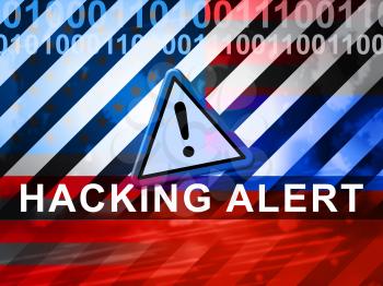Hacking Alert Sign Showing Hacked 3d Illustration