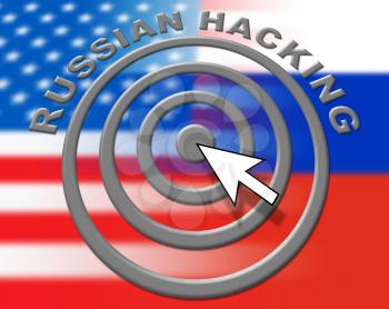 Russian Hacking Target And Pointer 3d Illustration