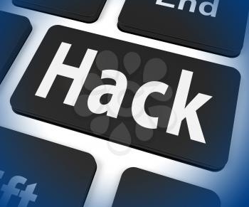 Hack Computer Key Showing Cybercrime 3d Illustration