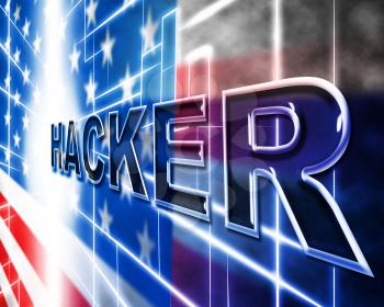Hacker Flag Glowing Design Showing Hacking 3d Illustration
