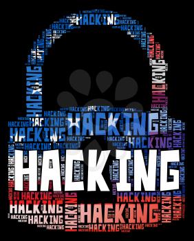 Hacking Padlock From Words Cybercrimes 3d Illustration