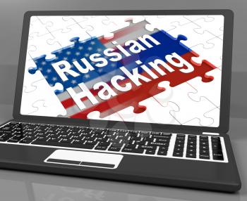Russian Hacking Jigsaw Message On Laptop 3d Illustration