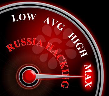 Russia Hacking Meter Shows Maximum Attack 3d Illustration