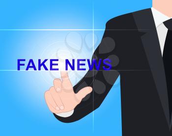 Man Pushing Fake News Glowing Word 3d Illustration