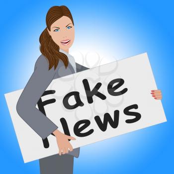 Fake News Card Being Held By Woman 3d Illustration