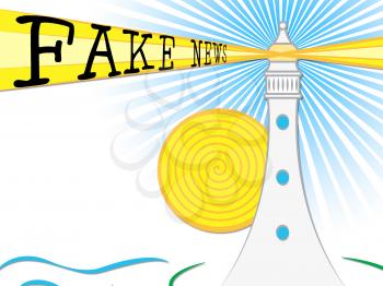 Fake News Lighthouse Light Beam Untruth 3d Illustration