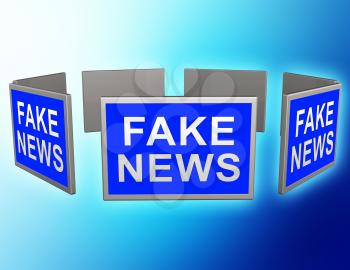 Fake News Tv Screens Disinformation Message 3d Illustration