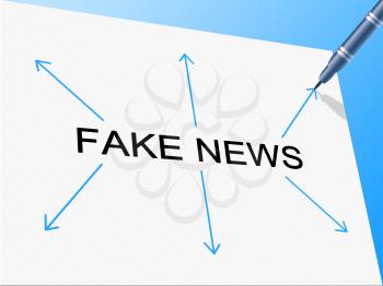 Fake News Arrows On Card Means Untrue 3d Illustration