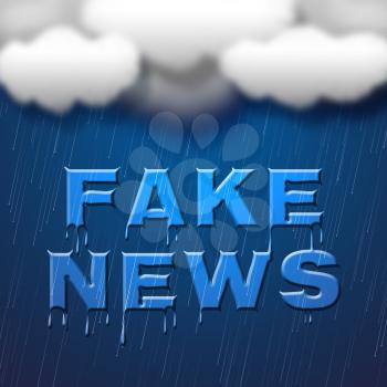 Fake News Wet Words Under Clouds Falsehood 3d Illustration