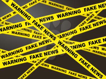 Fake News Yellow Warning Tape Scene 3d Illustration