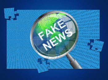 Fake News Magnifier And Map Jigsaw 3d Illustration