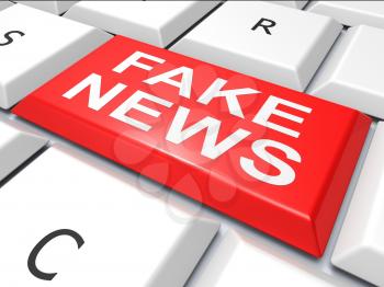 Fake News Computer Key Meaning Hoax 3d Illustration