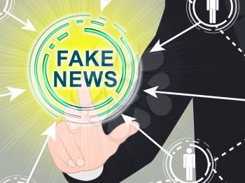 Fake News Glowing Button Pressed 3d Illustration