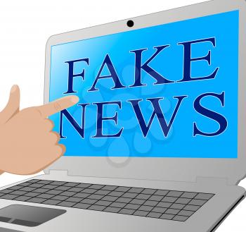Pointing To Fake News On A Laptop 3d Illustration