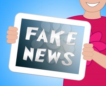Woman With Fake News Tablet Computer Words 3d Illustration