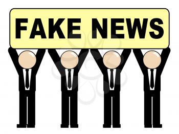 Characters Are Holding A Fake News Sign 3d Illustration
