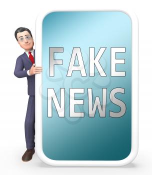 Fake News Smartphone With Businessman 3d Illustration