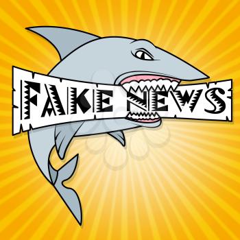 Shark Holding Fake News Message 3d Illustration