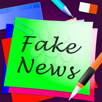 Fake News Green Note Meaning Untrue 3d Illustration