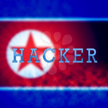 Hackers From North Korean Attack 3d Illustration. Online Criminal Cybercrime Spy From Dprk Using Ransomware And Virus Against Online Information Technology