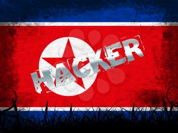 Hack Means North Korean Attack 3d Illustration. Online Criminal Cybercrime Spy From Dprk Using Phishing And Virus Versus Online Information Technology