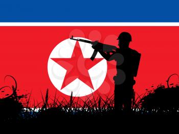 North Korea Army Military Confrontation 3d Illustration. DPRK Infantry Soldiers Or Battlefield Force For Conflict By Kim Jong Un
