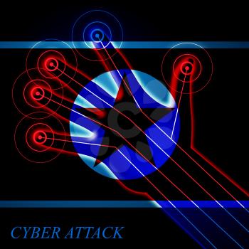 Military Cyber Hackers From North Koreans 3d Illustration. Shows Attack By North Korea And Confrontation Or Online Phishing Security Virus Vs America