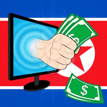 North Korean Economy And Collapse 3d Illustration. Shows Kim Jong Un Economic Disaster, Sanctions, Financial Crisis And Failure