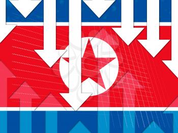 North Korea Economic Business Disaster 3d Illustration. Shows Kim Jong Un Economic Collapse, Bankruptcy, Financial Crisis And No Wealth