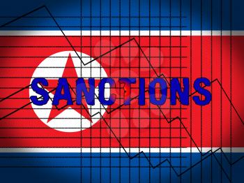 American Trade Sanctions Against North Korea 3d Illustration. Economic Administrative Embargo For International Trade Nuclear Violation Vs Dprk