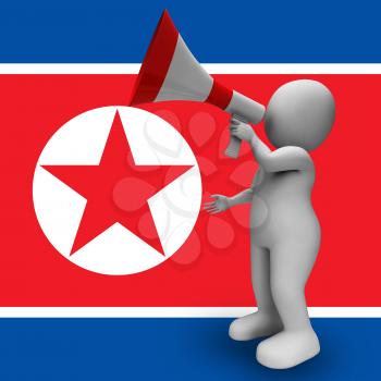 Propaganda Megaphone From North Korea Dictator 3d Illustration. Misinformation And Misleading News Hoax Manipulation From Kim Jong Un