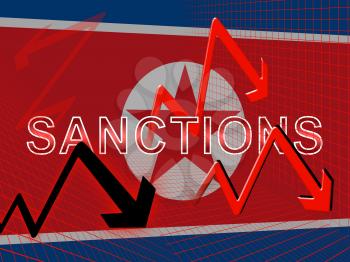 Usa Economic Sanctions Against North Korea 3d Illustration. Administrative Embargo For International Trade Nuclear Violation Versus Kim Jong Un