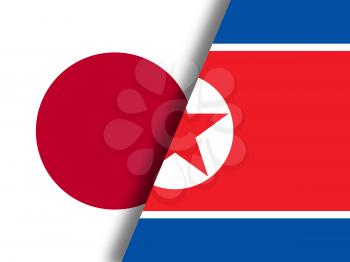 Tokyo And North Korea Nuclear Confrontation 3d Illustration. International Talks Cooperation And Military Conflict Between Two Countries - Tokyo And Pyongyang