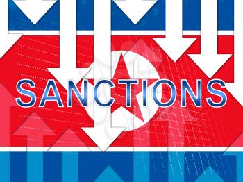 American Economic Sanctions Against North Korea 3d Illustration. Administrative Embargo For International Trade Nuclear Violation Vs Kim Jong Un