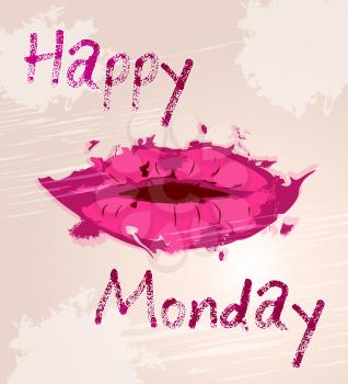 Happy Monday Motivation - Quote And Lips - 3d Illustration